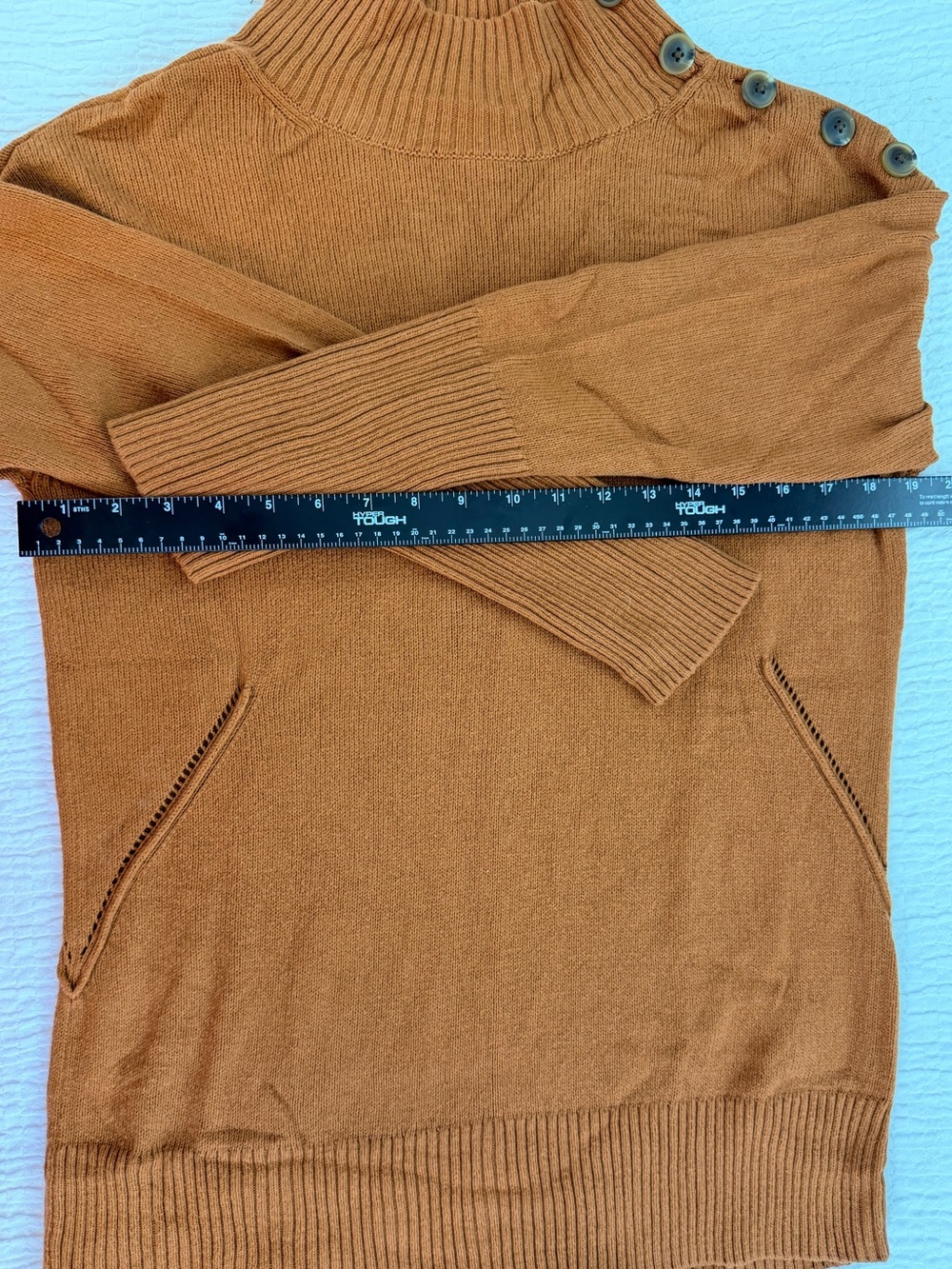 Talbots Rust Button-Shoulder Mock Neck Sweater | Fall Classic - Picture 9 of 9